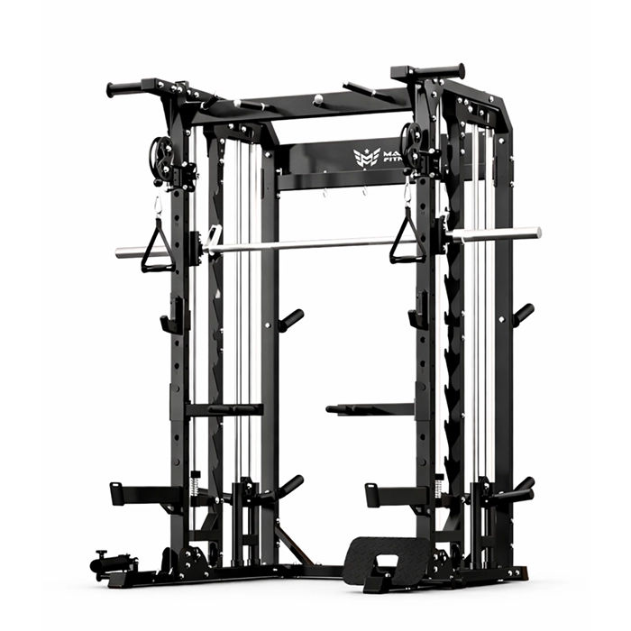 Smith Machine B52 Functional Trainer with dual cable pulleys and red accents