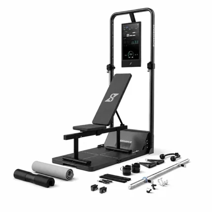 Speediance Gym Monster 2 Works Plus smart home gym unfolded with 21.5-inch HD touchscreen