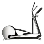 Technogym Cross Personal Elliptical with mirror-polished steel finish in a high-end home gym