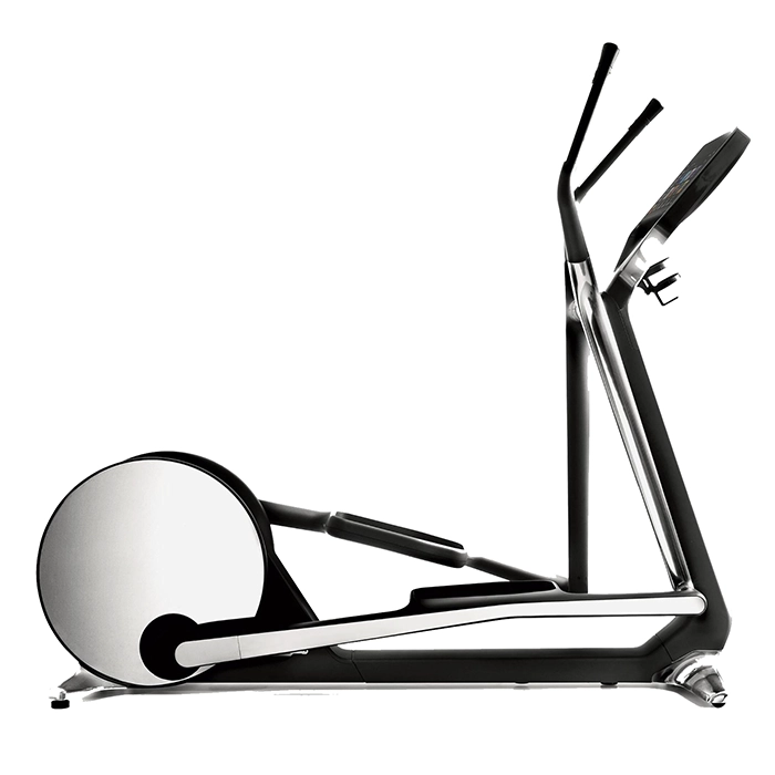 Technogym Cross Personal Elliptical with mirror-polished steel finish in a high-end home gym