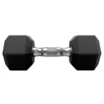 Technogym Hexagon Dumbbell 20kg featuring a matte black rubber head and textured chrome handle