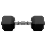 Technogym Hexagon Dumbbell 5kg with black rubber coating and chrome handle