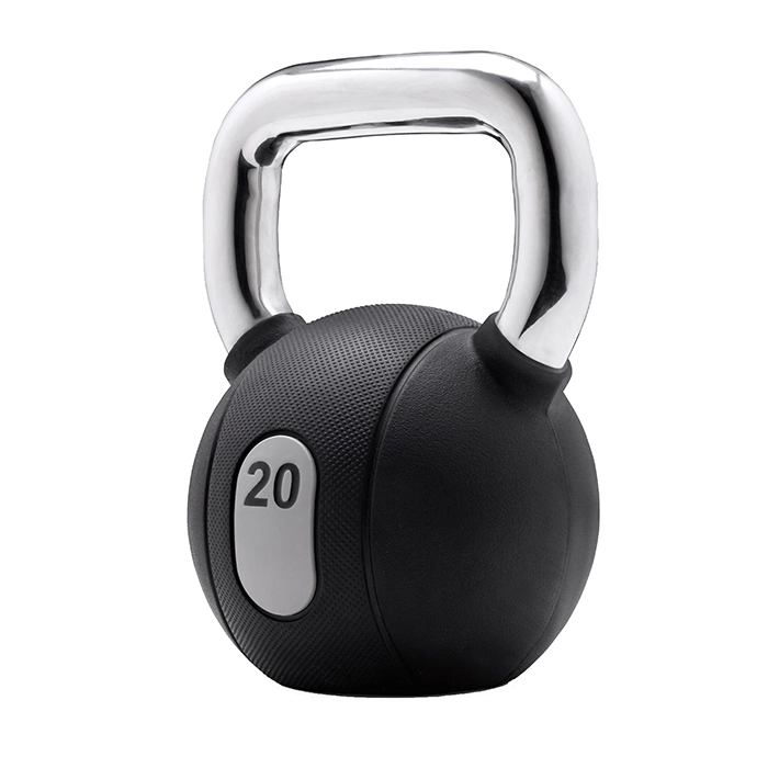 Technogym Kettlebell 24kg with polished stainless-steel handle and black rubber bell