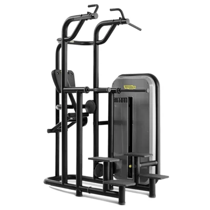 Technogym Kneeling Easy Chin Dip machine with counter-balanced kneeling pad and pull-up handles