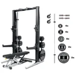 Technogym Power Personal Strength Rack full set including rack, bench, and weight plates