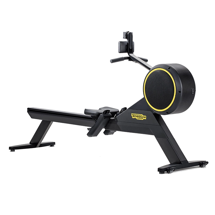 Technogym Rower Skillrow Black indoor rowing machine in a professional training environment