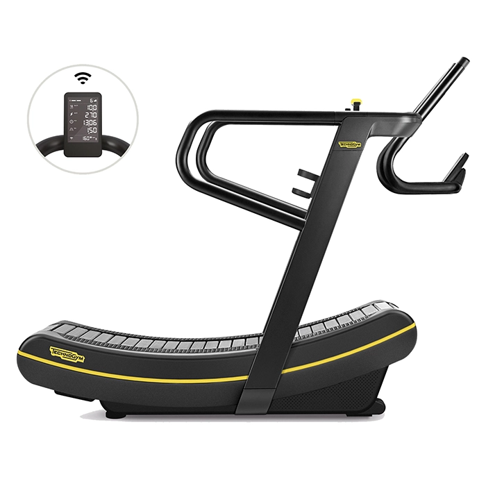 Technogym Skillmill Connect Curved Treadmill featuring the backlit console
