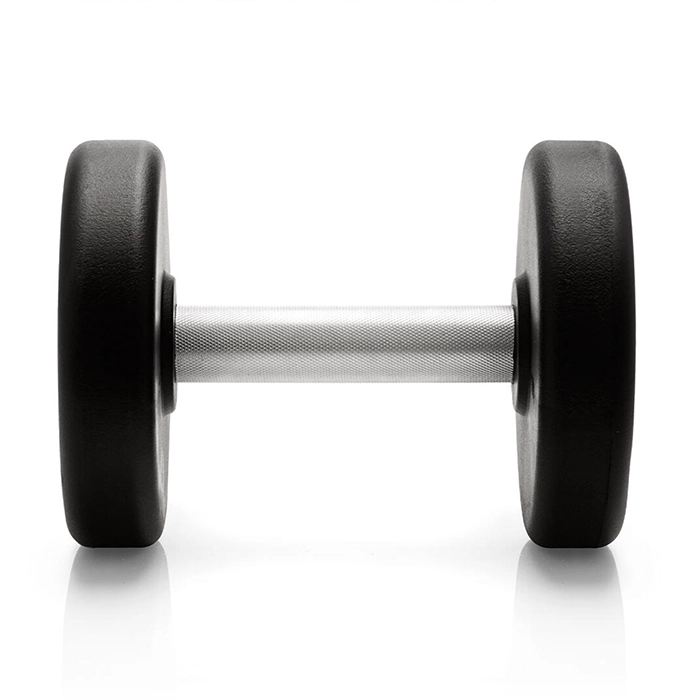 Technogym Urethane Dumbbell 22kg with a sleek black urethane finish and steel handle