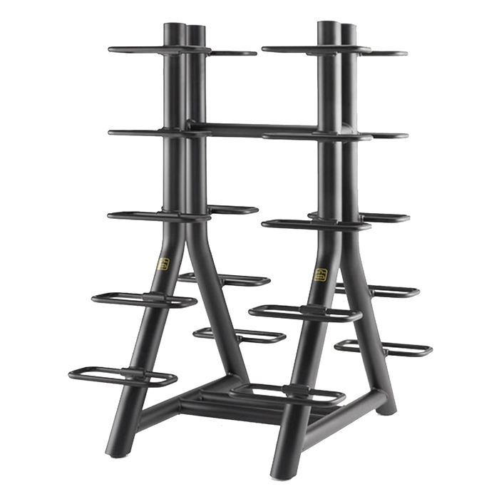Technogym Vertical Dumbbell Rack with a sleek, upright industrial steel frame
