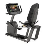 The Bike R50 Recumbent Matrix 22 inch XUR with its large 22-inch XUR touchscreen console, showcasing its step-through design