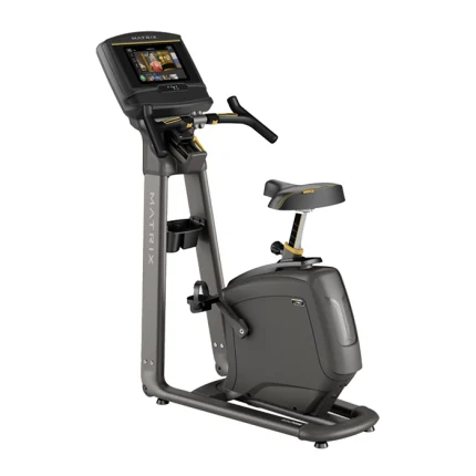 The Bike U30 Upright Matrix 10 inch XER with its 10-inch XER touchscreen console, showcasing its step-through design