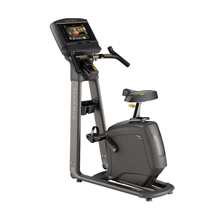 The Bike U50 Recumbent Matrix 10 inch XER with its large 10-inch XER touchscreen console, showcasing its step-through design