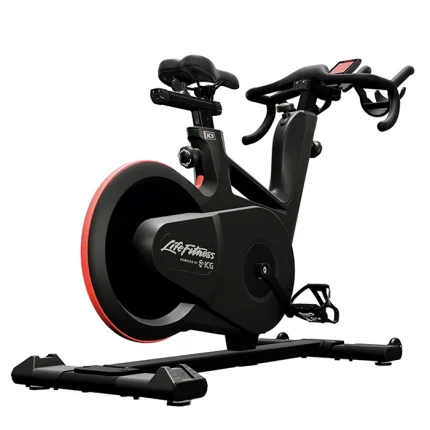 The Cycle Indoor IC5 Life Fitness, showcasing its sleek design and the WattRate LCD computer