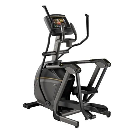 The Elliptical E30 Matrix 10 inch XER Compact Suspension Elliptical with its 10-inch XER touchscreen console, showcasing its sleek design
