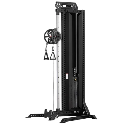 The Functional Trainer CT-1X2 Cable Tower gym, showcasing its tall single column and dual handle system