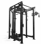 The Functional Trainer FML-6 Black, showcasing its full power rack, cable system, and compact design
