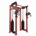 The Functional Trainer INDY Rogue Red attached to a Monster Rack, showcasing its compact, rack-mounted design
