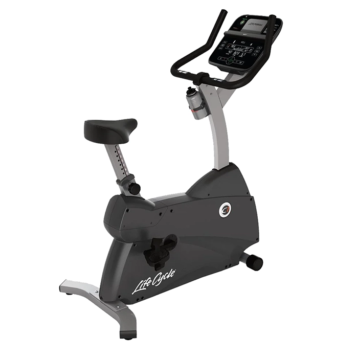 The Life Fitness Bike C1 Lifecycle Track Connect 2.0, showcasing its compact design and advanced console