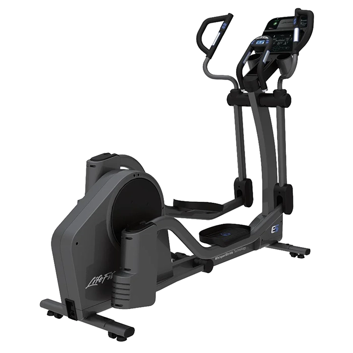 The Life Fitness Elliptical E5 Track Connect 2.0, showcasing its sleek design and Track Connect 2.0 console The Life Fitness Elliptical E5 Track Connect 2.0, showcasing its sleek design and Track Connect 2.0 console