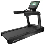 The Life Fitness Treadmill Club Series Plus SE4, showcasing its sleek design and large touchscreen console