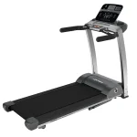 The Life Fitness Treadmill F3 Folding Track Connect 2.0, showcasing its sleek design in its unfolded state