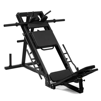 The Lower Body Leg Press Hack Squat Machine set up in the leg press position, showing the carriage and adjustable backrest