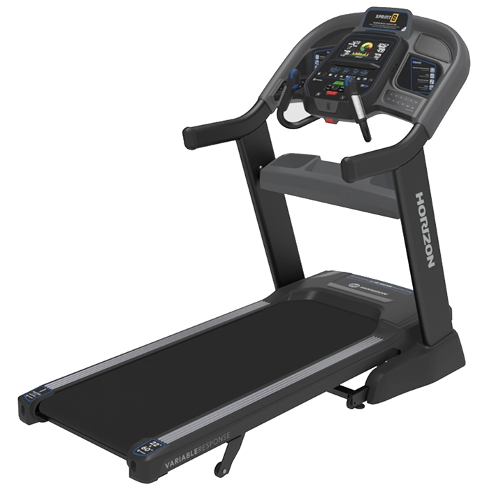 The Treadmill 7.8 AT Horizon, showcasing its sleek design and console with its screen