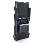 The Treadmill Stride-6 Echelon in its folded, upright position, demonstrating its space-saving auto-fold design