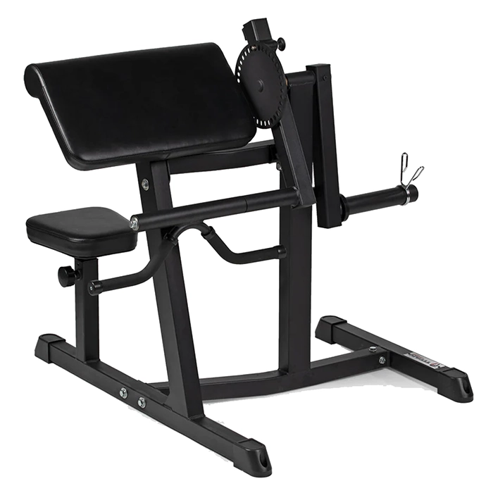 The Upper Body Bicep Tricep Curl Machine, showcasing its robust steel frame and comfortable padded seat The Upper Body Bicep Tricep Curl Machine, showcasing its robust steel frame and comfortable padded seat