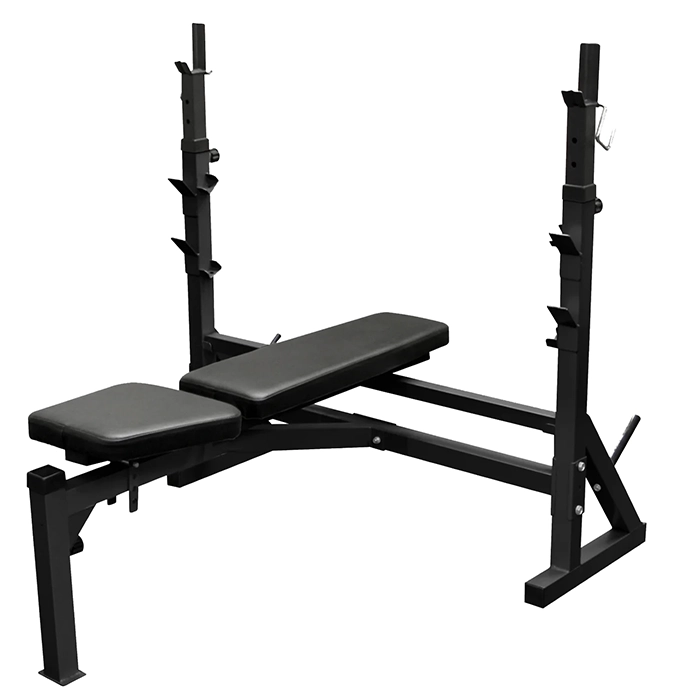 Valor Adjustable FID Bench Press Rack in a decline position for lower chest training