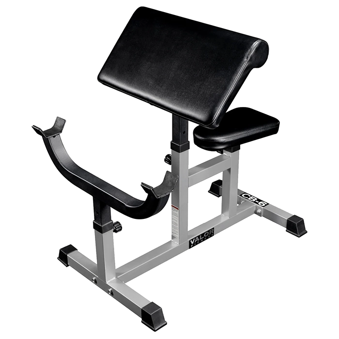 Valor Adjustable Seated Preacher Curl Bench with solid steel frame and rubber end caps Valor Adjustable Seated Preacher Curl Bench with solid steel frame and rubber end caps