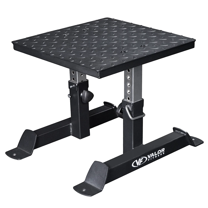 Valor Fitness Adjustable Squat Box with steel diamond plate top and reinforced frame