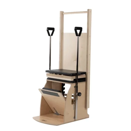 Wunda Chair with High Back and Handles and polished steel handles